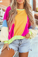 Load image into Gallery viewer, Color Block Round Neck Long Sleeve Top