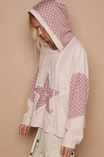 Load image into Gallery viewer, POL Star Patchwork Raw Edge French Terry Hoodie