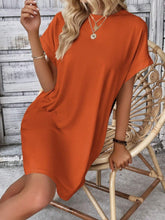 Load image into Gallery viewer, Pocketed Round Neck Short Sleeve Dress