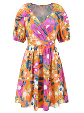 Load image into Gallery viewer, Printed Surplice Short Sleeve Dress