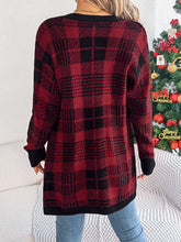 Load image into Gallery viewer, Plaid Open Front Long Sleeve Cardigan