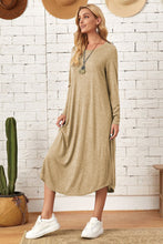 Load image into Gallery viewer, Pocketed Round Neck Long Sleeve Tee Dress