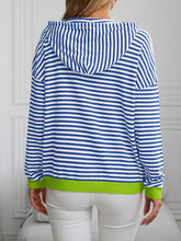 Load image into Gallery viewer, Mandy Striped Long Sleeve Hooded Knit Top
