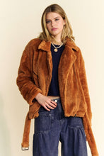 Load image into Gallery viewer, Davi & Dani Fuzzy Zip Up Collared Neck Jacket