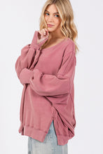 Load image into Gallery viewer, SAGE + FIG Mineral Wash Side Slit Oversized Sweatshirt