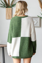 Load image into Gallery viewer, First Love Color Block Round Neck Long Sleeve Ribbed Sweater