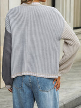 Load image into Gallery viewer, Contrast Open Front Long Sleeve Cardigan