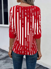 Load image into Gallery viewer, Striped Notched Half Sleeve Blouse