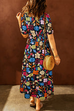 Load image into Gallery viewer, Printed V-Neck Half Sleeve Midi Dress