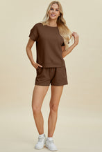 Load image into Gallery viewer, Double Take Full Size Texture Short Sleeve Top and Shorts Set