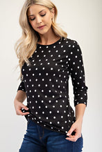 Load image into Gallery viewer, Celeste Full Size Polka Dot Round Neck Three-Quarter Sleeve T-Shirt