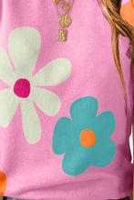 Load image into Gallery viewer, Flower Round Neck Short Sleeve Blouse
