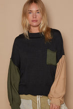 Load image into Gallery viewer, POL Color Block Roll Hem Hacci Sweater