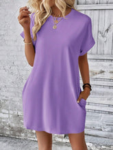 Load image into Gallery viewer, Pocketed Round Neck Short Sleeve Dress