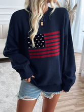 Load image into Gallery viewer, Devine US Flag Round Neck Long Sleeve Knit Top