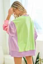 Load image into Gallery viewer, First Love Color Block Long Sleeve Slit Sweatshirt