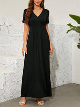 Load image into Gallery viewer, Surplice Short Sleeve Maxi Dress