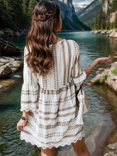Load image into Gallery viewer, Lace Detail Printed Three-Quarter Sleeve Dress