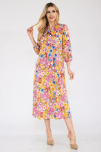 Load image into Gallery viewer, Celeste Full Size Floral Midi Dress with Bow Tied