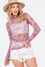 Load image into Gallery viewer, SAGE + FIG Floral Mesh Long Sleeve Top