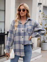 Load image into Gallery viewer, Mandy Pocketed Plaid Collared Neck Long Sleeve Shirt