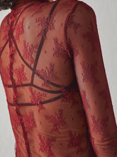 Load image into Gallery viewer, Lace Mock Neck Long Sleeve Blouse