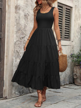 Load image into Gallery viewer, Smocked Scoop Neck Sleeveless Tank Dress