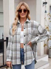 Load image into Gallery viewer, Mandy Pocketed Plaid Collared Neck Long Sleeve Shirt
