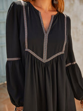 Load image into Gallery viewer, Ruched Notched Long Sleeve Mini Dress