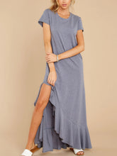 Load image into Gallery viewer, Slit Round Neck Short Sleeve Maxi Dress