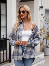 Load image into Gallery viewer, Mandy Pocketed Plaid Collared Neck Long Sleeve Shirt