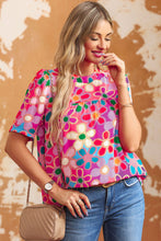 Load image into Gallery viewer, Tied Printed Round Neck Half Sleeve Blouse