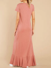 Load image into Gallery viewer, Slit Round Neck Short Sleeve Maxi Dress