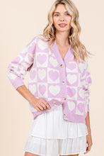 Load image into Gallery viewer, Mittoshop Checkered Heart Button Down Cardigan