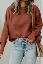 Load image into Gallery viewer, Textured Round Neck Long Sleeve Sweater