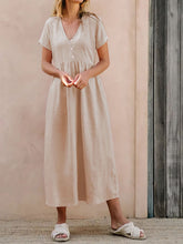 Load image into Gallery viewer, V-Neck Short Sleeve Midi Dress