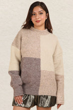 Load image into Gallery viewer, VERY J Color Block Mock Neck Drop Shoulder Sweater