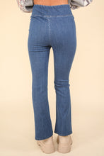 Load image into Gallery viewer, VERY J Washed Denim Stretchy Crossover Waist Leggings