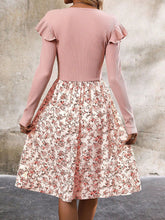 Load image into Gallery viewer, Ruffled Floral Long Sleeve Knee Length Dress