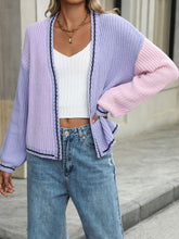 Load image into Gallery viewer, Contrast Open Front Long Sleeve Cardigan