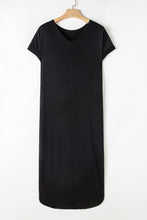 Load image into Gallery viewer, Slit Round Neck Short Sleeve Maxi Dress