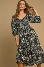 Load image into Gallery viewer, Umgee Ruffle Hem Flower Printed V-Neck Dress