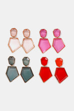 Load image into Gallery viewer, Geometrical Shape Zinc Alloy Frame Resin Dangle Earrings