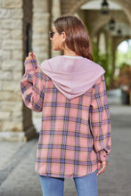 Load image into Gallery viewer, Mandy Plaid Long Sleeve Hooded Jacket