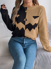 Load image into Gallery viewer, Contrast Round Neck Long Sleeve Sweater