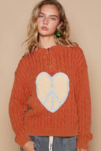 Load image into Gallery viewer, POL Cable-Knit Peace Patch Dropped Shoulder Sweater