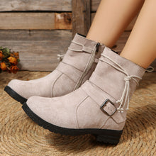 Load image into Gallery viewer, Suede Side Zip Round Toe Boots