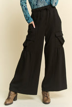 Load image into Gallery viewer, Davi & Dani Drawstring Ruched Detail Wide Leg Pants