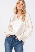 Load image into Gallery viewer, SAGE + FIG Notched Long Sleeve Blouse