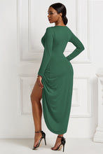 Load image into Gallery viewer, High-low Ruched Surplice Long Sleeve Dress